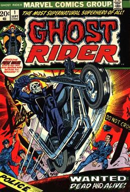 Cover to Ghost Rider #1, September, 1973. Art by Gil Kane. © Marvel Comics. Ghost Rider