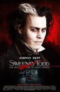 Sweeney Todd poster, Copyright 2007 DreamWorks Pictures and Warner Bros. Pictures