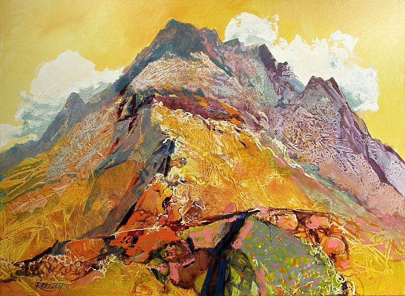 Odkaz maliarom Tatier, 2011, akryl, 95x130 cm Rudolf Rabatin, Mount Olympus