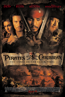 This is a poster for Pirates of the Caribbean: The Curse of the Black Pearl. The poster art copyright is believed to belong to the distributor of the film, the publisher of the film or the graphic artist.