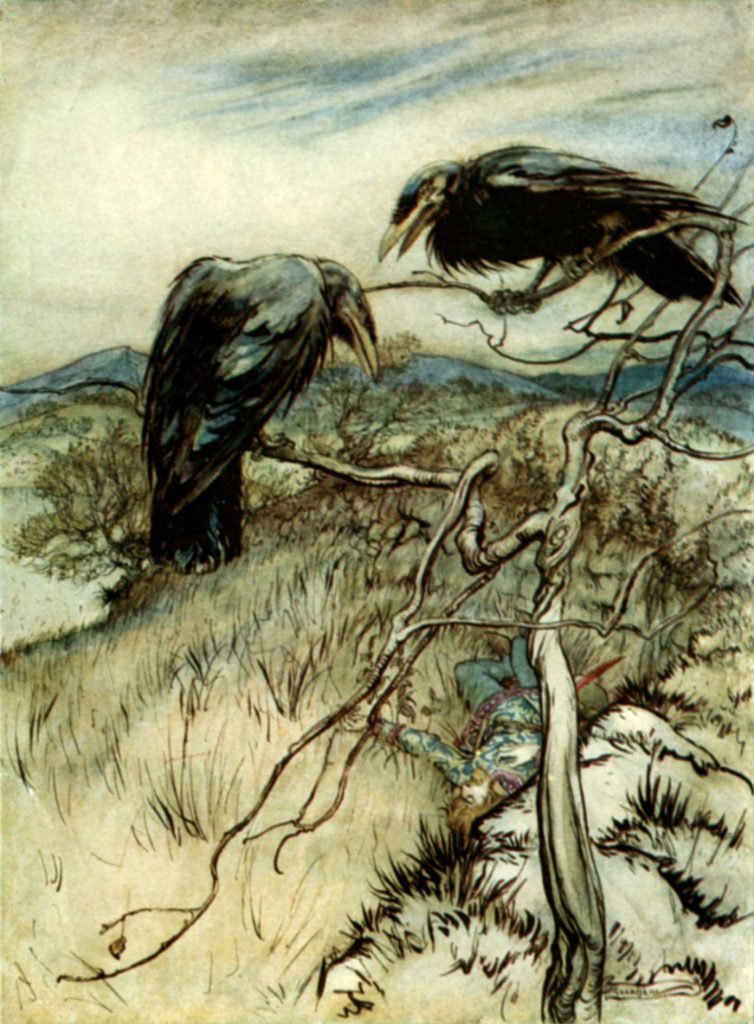 The Twa Corbies (or The Two Ravens) "Some British Ballads" (1919) Arthur Rackham (1867-1939)