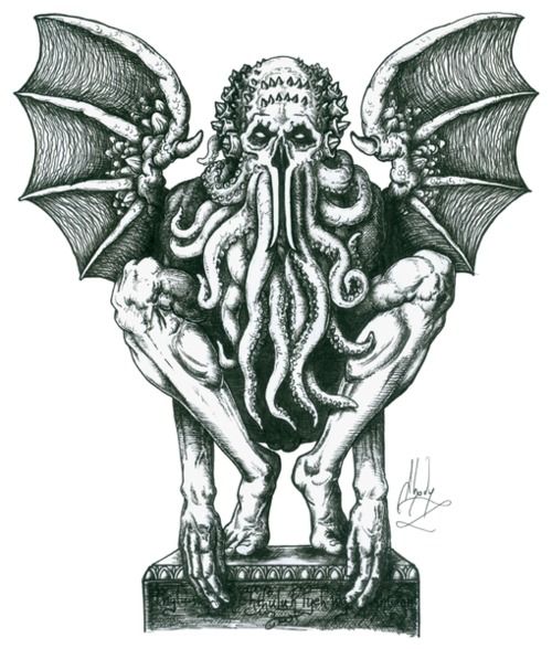 Alexander Liptak - Title: Cthulhu Date 2012 Me dium Ink on paper Dimensions 11 × 8 ½ inches (27.94 × 21.59 cm)