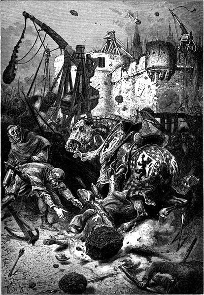 The Death of Simon de Montfort at the siege of Toulouse (25 June 1218) Alphonse-Marie-Adolphe de Neuville (1835-1885), Siege Warfare