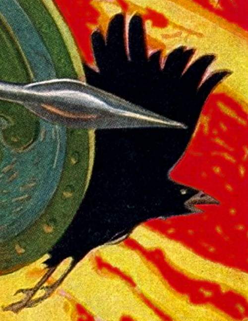 The Morrígan as Battle Crow. Artist Joseph Christian Leyendecker (1874 - 1951). 