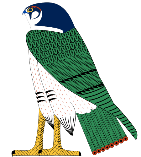 The ancient Egyptian god Horus represented as a falcon. Based on New Kingdom tomb paintings. 02:36, 2 January 2008 (UTC) Jeff Dahl
