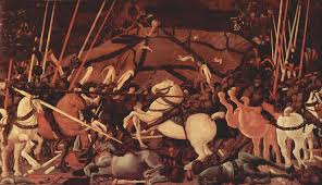 Paolo Uccello Drei Gemälde zur Schlacht von Romano für den Medici-Palast in Florenz, Szene: Der Sieg über Bernardino della Ciarda Year 1438