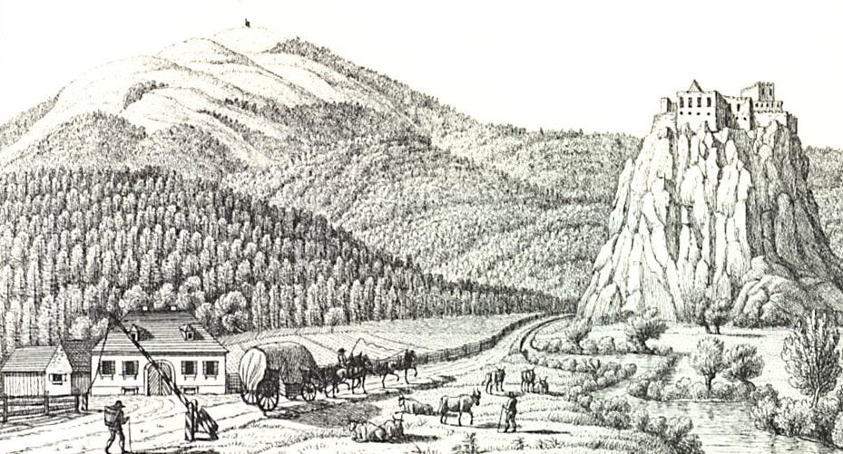 1024px 023 Grenzmaut zwischen Kärnten und Steiermark bei der Ruine Dürnstein J.F.Kaiser Lithografirte Ansichten der Steiermark 1825 e1565816741298