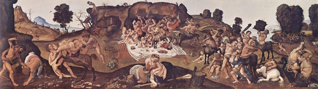 Battle of Centaurs and Lapiths, by Piero di Cosimo (notice the female centaur with a male centaur in the foreground).