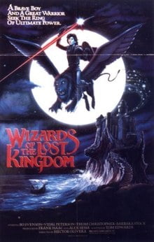 This is a poster for Wizards of the Lost Kingdom. The poster art copyright is believed to belong to the distributor of the film, Concorde Pictures, the publisher of the film or the graphic artist. Wizards of the Lost kingdom