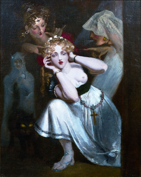 Cause Fear, Bertalda Frightened by Apparitions Date c.1830-1835 Theodor von Holst
