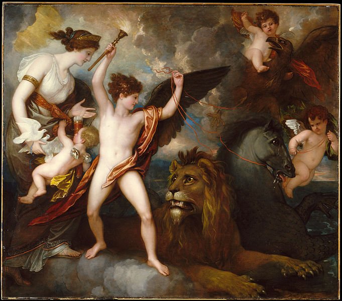 Omnia Vincit Amor aka The Power of Love in the Three Elements, 1809, oil on canvas. Metropolitan Museum of Art, New York. Benjamin West (1738-1820), skill, Knowledge, Arcana