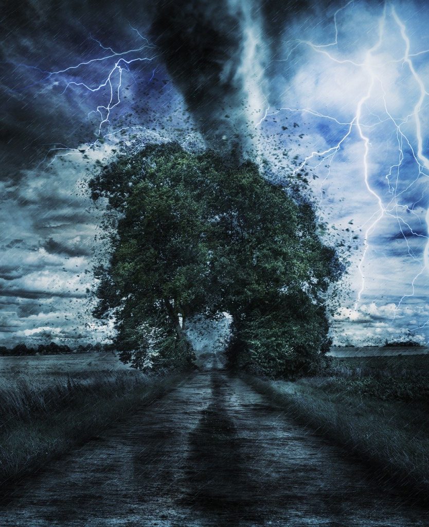 Chain Lightning, countryside, rain, storm