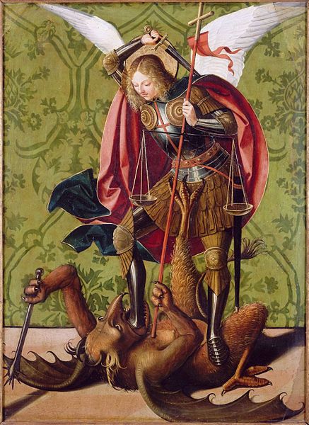 Josse Lieferinxe (1508) St. Michael killing the Dragon, Hellrazor