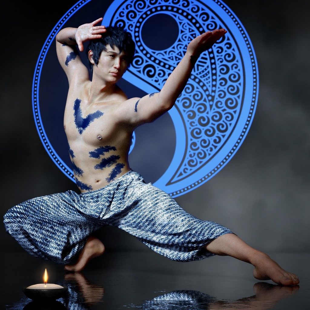 asian, martial arts, body painting Monk