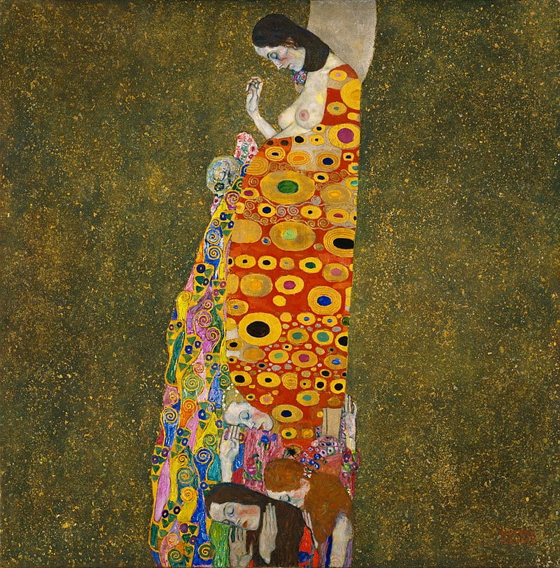 Strength to the Unborn, By Gustav Klimt - igEr3RtRyxrpnw at Google Cultural Institute maximum zoom level, Public Domain, https://commons.wikimedia.org/w/index.php?curid=22007080