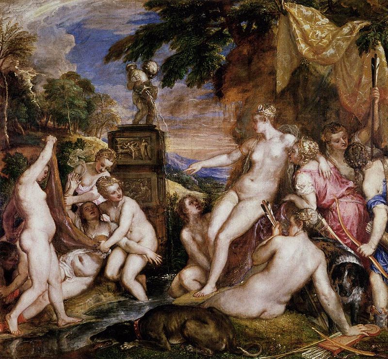 By Titian - Web Gallery of Art:   Image  Info about artwork, Public Domain, https://commons.wikimedia.org/w/index.php?curid=15501596, Artemis' Grace