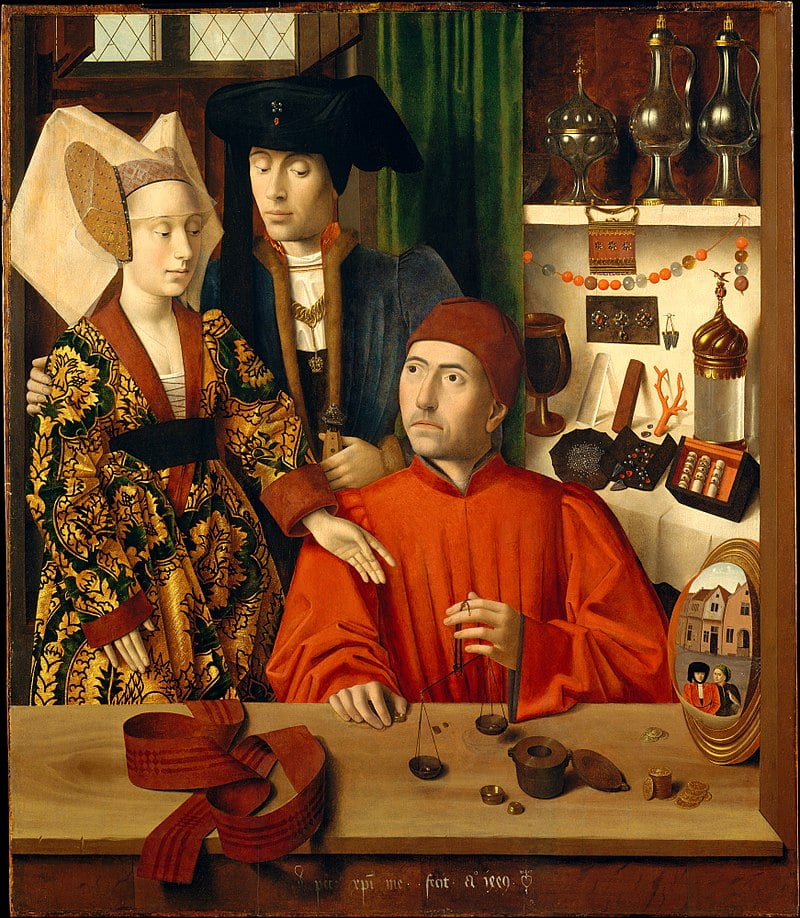 By Petrus Christus - Metropolitan Museum of Art, online collection (accession number 1975.1.110), Public Domain, https://commons.wikimedia.org/w/index.php?curid=1537088, Weighing the Balance