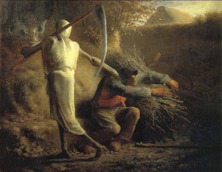 Death and the woodcutter" by Jean Francois Millet 1859, Finger of Death
