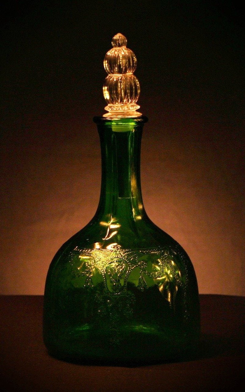 vinegar jar, green glass, bottle, Magic Jar