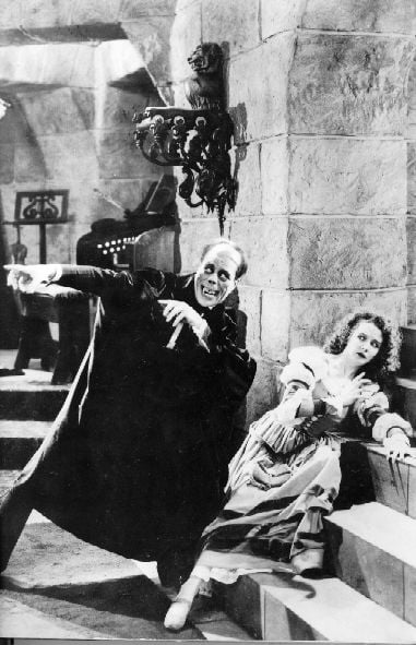 Lon Chaney, Sr. and Mary Philbin in the 1925 film The Phantom of the Opera. Horror Films