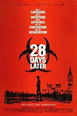 28 Days Later, This is a poster for 28 Days Later. The poster art copyright is believed to belong to the distributor of the item promoted, Fox Searchlight Pictures, the publisher of the item promoted or the graphic artist.
