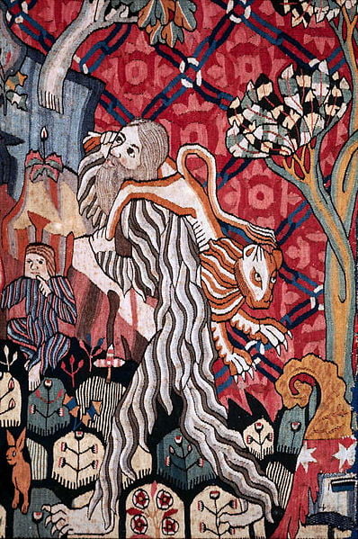 Wild Men and Moors, Detail (8/12), Warp: linen Wefts: wool; tapestry weave, 100 x 490 cm, Date - circa 1400