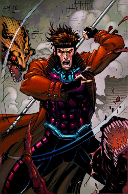 Character art by Jim Lee for X-Men Series 1 (1992) Impel Marketing trading cards,  Gambit 