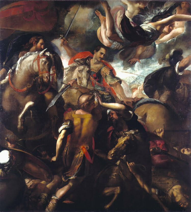 San Giacomo nella battaglia di Compostela Date 1620 circa, Legend