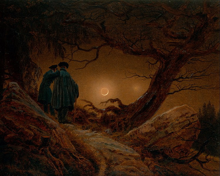 Caspar David Friedrich (1774-1840) Title: Two men contemplating the moon, Moon Lust