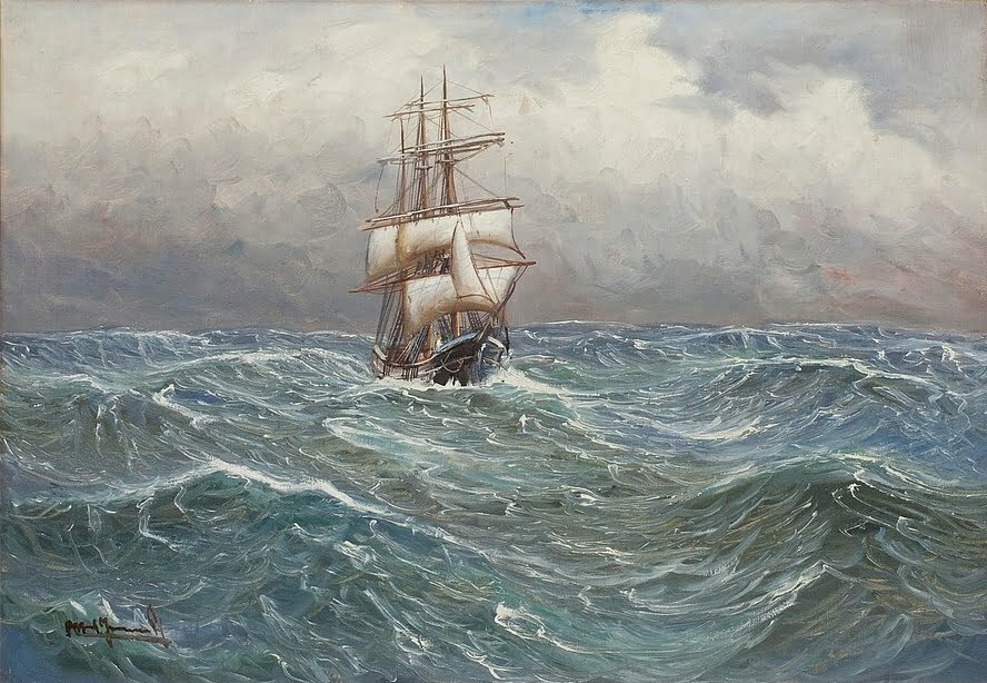 Artist Alfred Jensen (1859-1935) Title Ships motif Date late 19th century, Control Currents