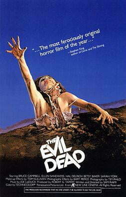 This is a poster for The Evil Dead. The poster art copyright is believed to belong to the distributor of the item promoted, the publisher of the item promoted or the graphic artist.