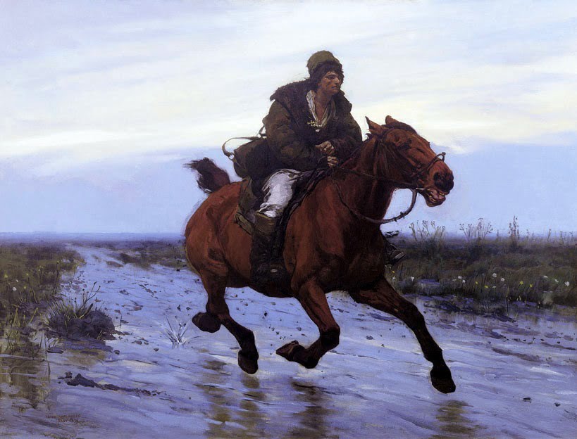 Józef Marian Chełmoński (1849–1914) ,Title: Jeździec (Posłaniec), Haste Mount