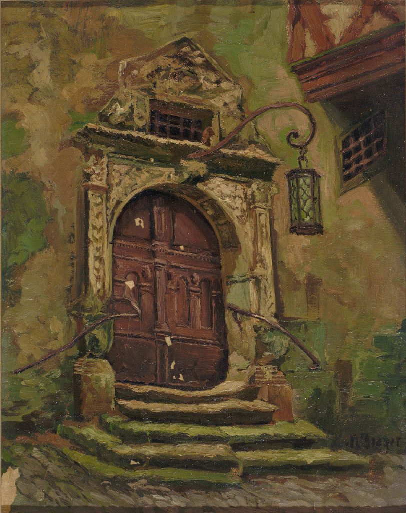 Dungeon Terrain, Renaissance-Portal eines Patrizierhauses. Öl auf Leinwand, 43 x 34 cm Date by 1941 Robert Breyer (1866-1941)