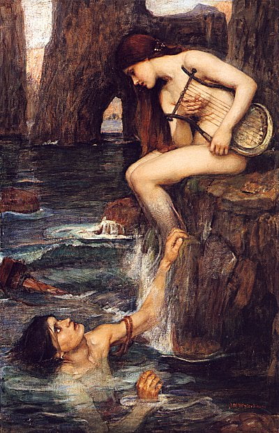 "The Siren" by John William Waterhouse (circa 1900), John William (1849-1917), Sirine's Grace