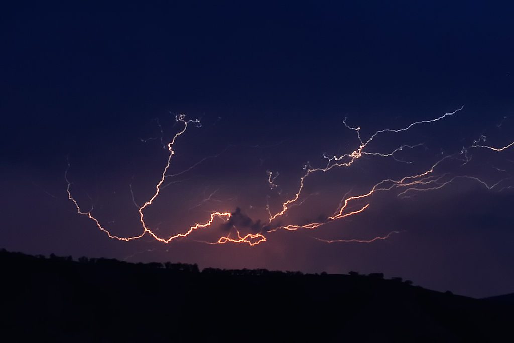Multiple paths of cloud-to-cloud lightning, Swifts Creek, Australia., Wilderness, Lightning