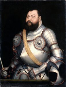 Lucas Cranach the Younger (1515-1586) Title Portrait of the Elector John Frederic the Magnanimous of Saxony (1503-1554), Armor or Shield of Fortification