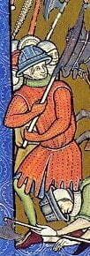 Depiction of a 13th-century Gambeson (Morgan Bible, fol. 10r)