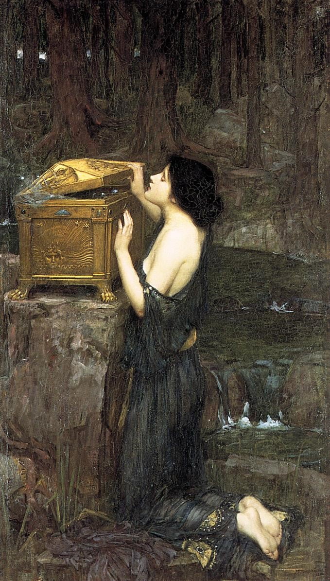 John William Waterhouse (1849-1917).  Pandora (1896). Oil on canvas. 152 x 91 cm. Pandora