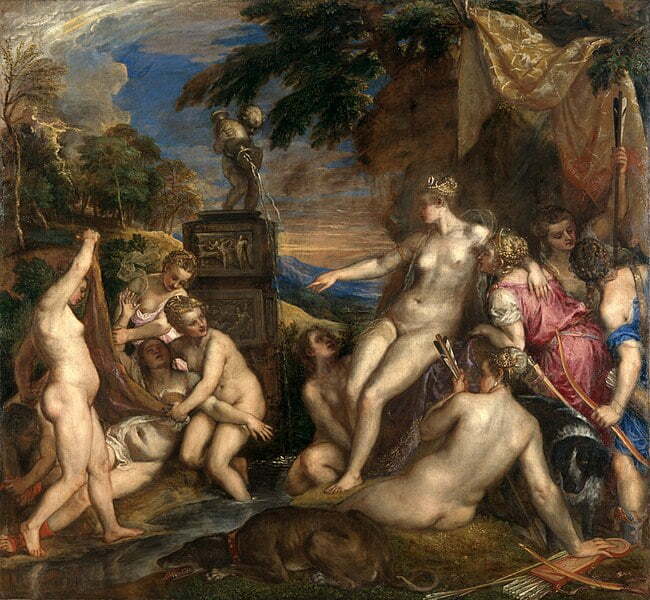 Titian (1559) has taken the moment when Callisto's pregnancy  is discovered (National Gallery of Scotland). Callisto