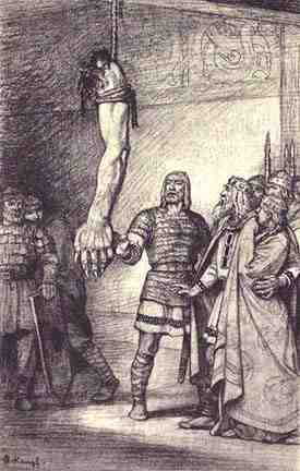 Beowulf Shows Hrothgar Grendel's Arm by Arthur Kampf
