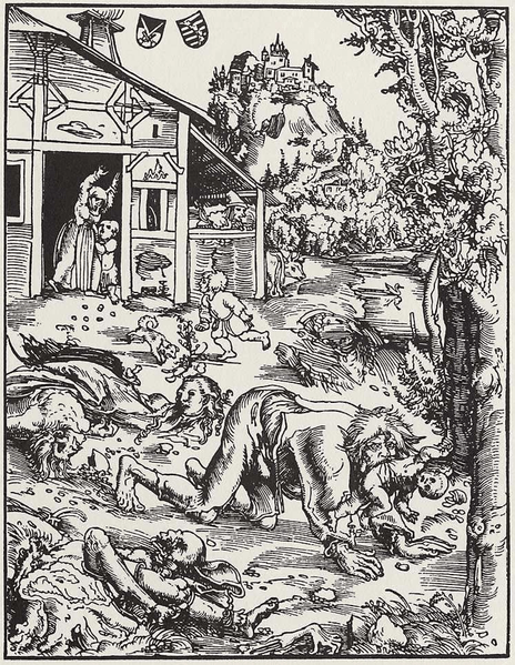 Werewolf, by Lucas Cranach der Ältere, 1512