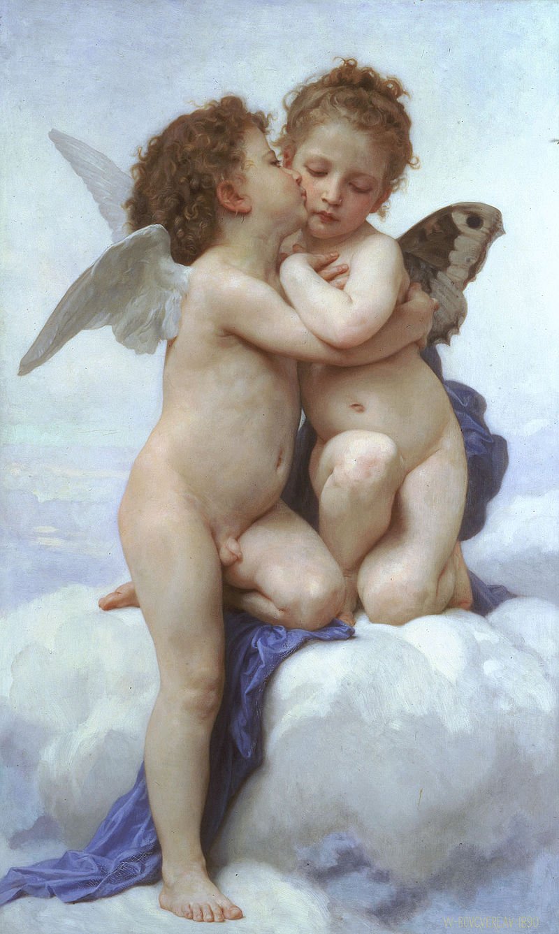 William-Adolphe Bouguereau (1825-1905) Title: Amor and Psyche, children, Azata, Putto