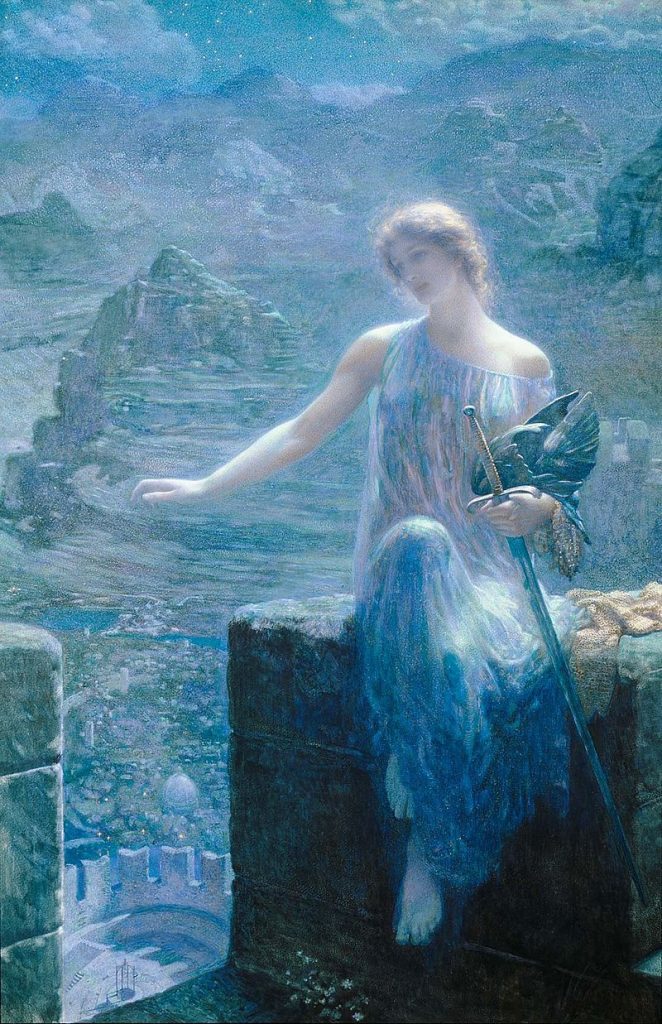 The Valkyrie's Vigil. Edward Robert Hughes (1851-1914), Valkyrie