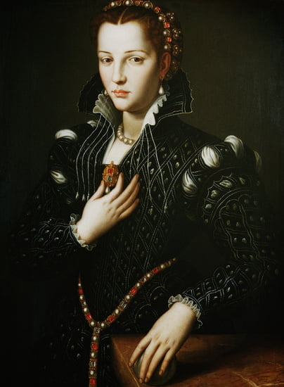 Portrait of Lucrezia de' Medici. Angelo Bronzino (1503-1572), Coat of Darkness
