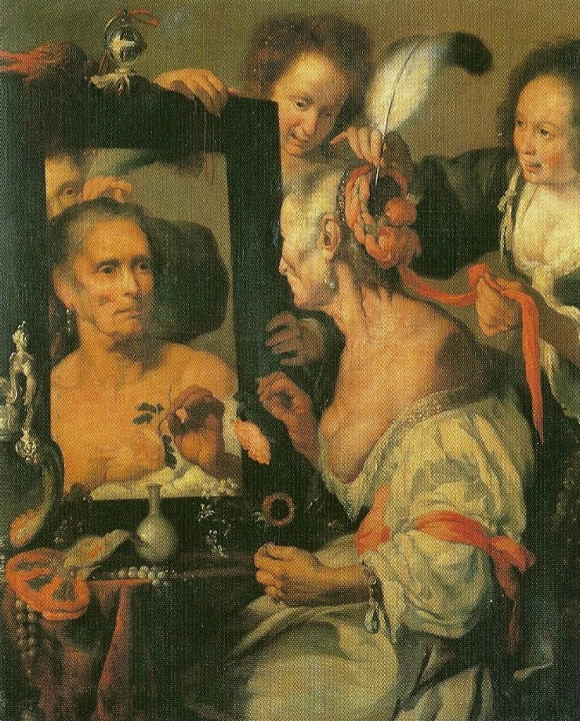 Bernardo Strozzi (1581-1644) Title Die eitle Alte Date c. 1625, Mirror of Life Trapping