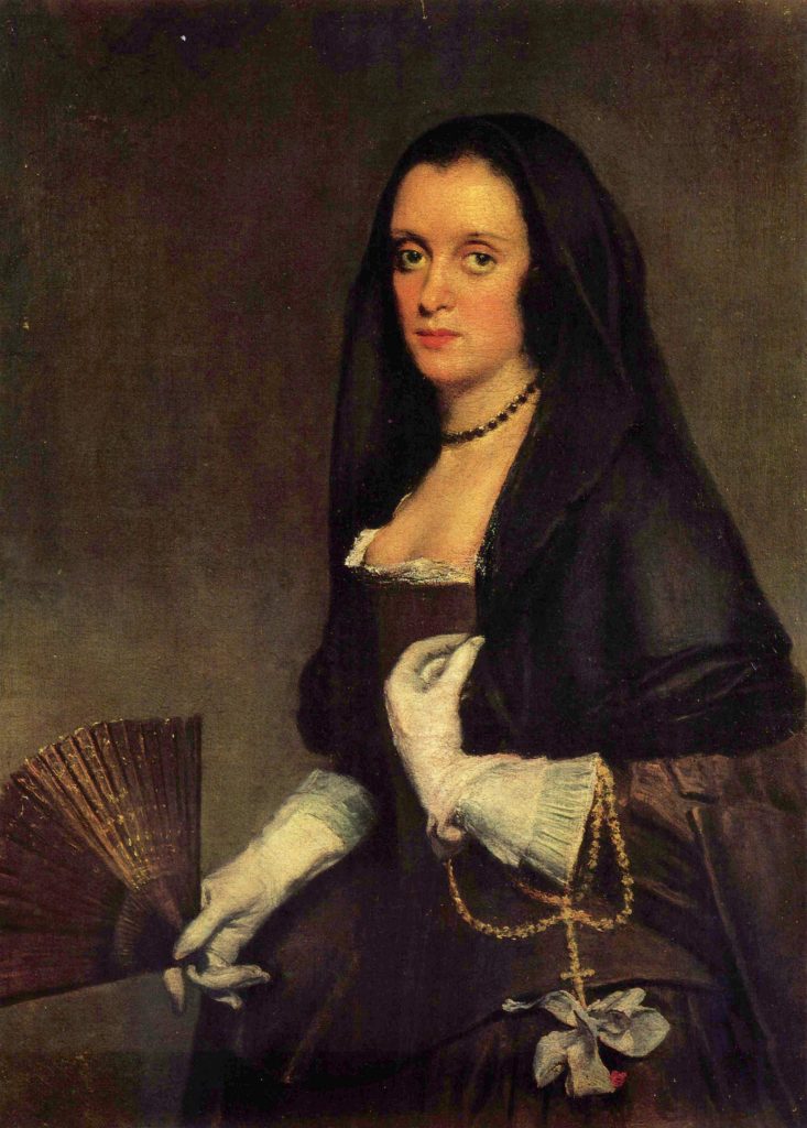Diego Velázquez (1599-1660) Deutsch: Porträt einer Dame mit Fächer