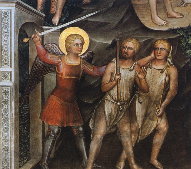 Giusto de' Menabuoi, Adam and Eve, 1376-78, baptistery at Padova. Angel, Empyreal