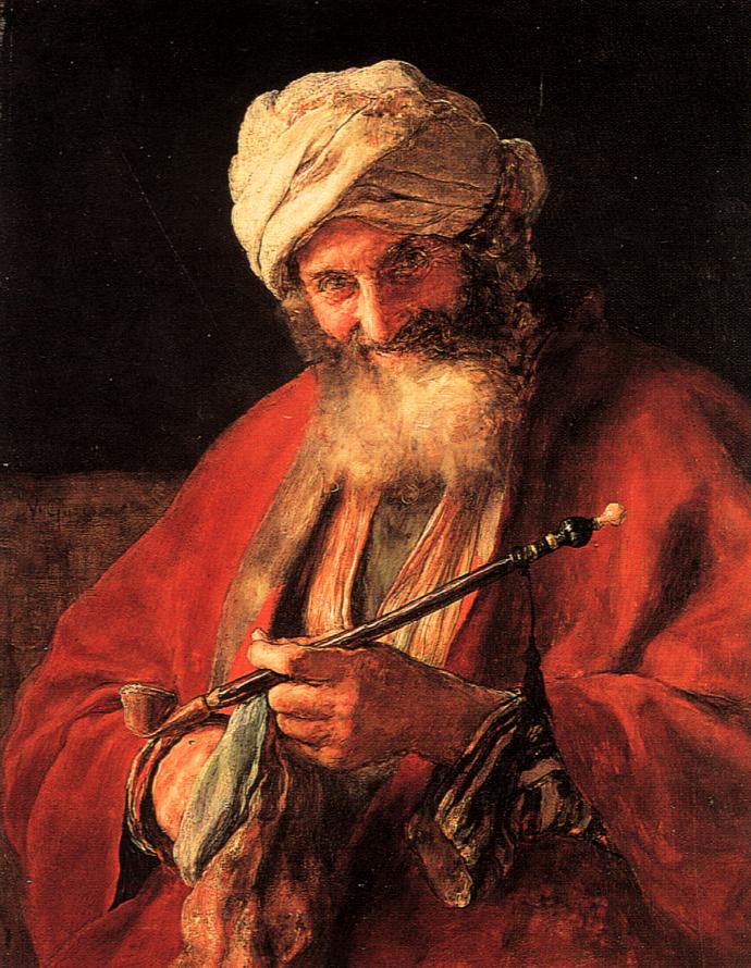 Nikolaos Gyzis (1842-1901) Title: Oriental man with pipe Date 1874, Pipe of Grief