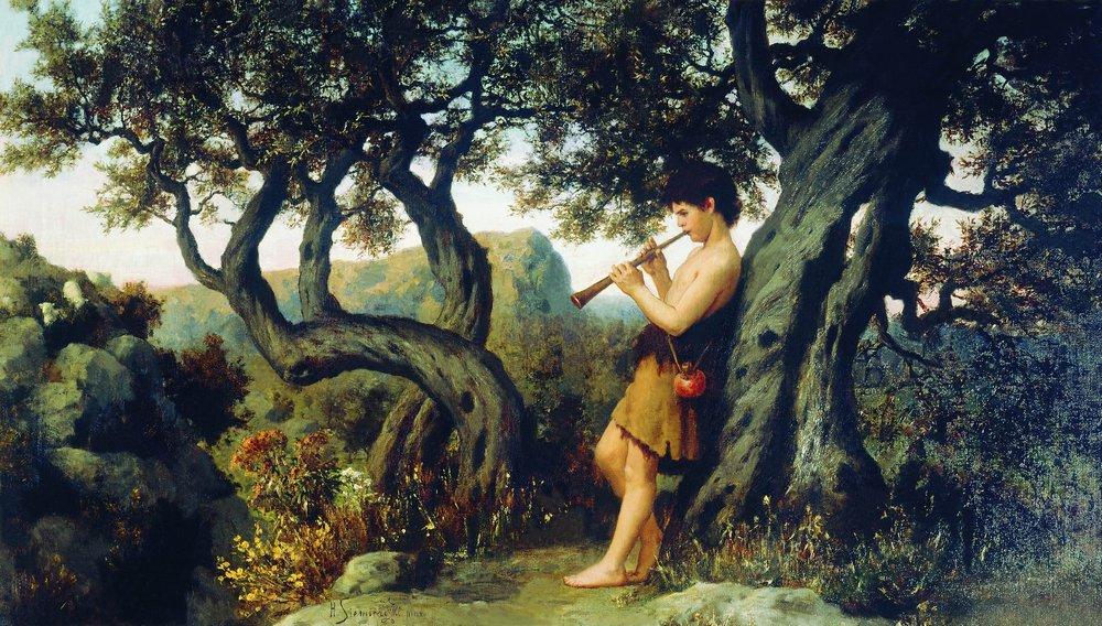 Henryk Siemiradzki (1843-1902) Shepherd playing flute