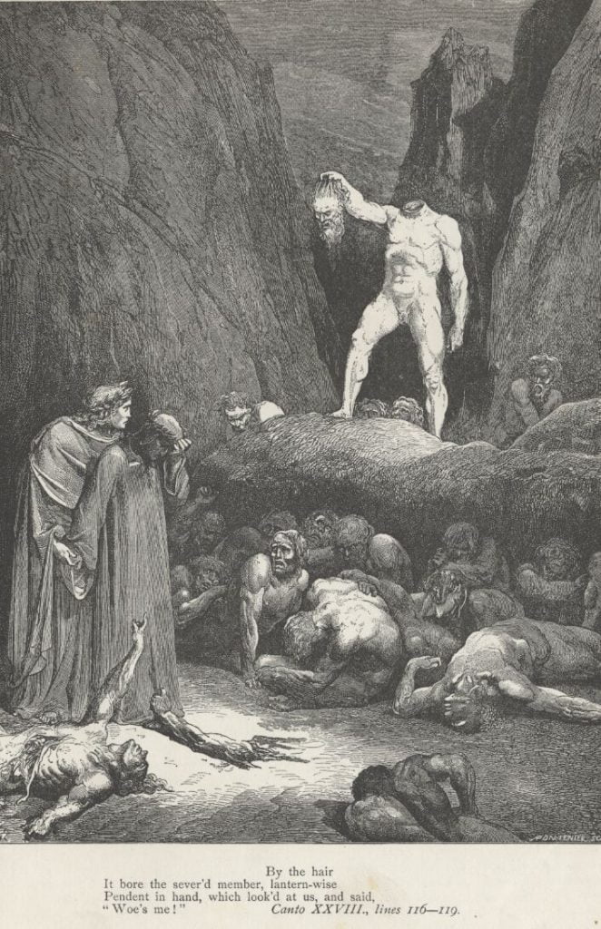 Gustave Doré’s illustration of the scene from Dante’s Inferno. Cephalophore